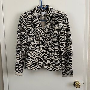 Calvin Klein Zebra Pattern Blazer - Black and White